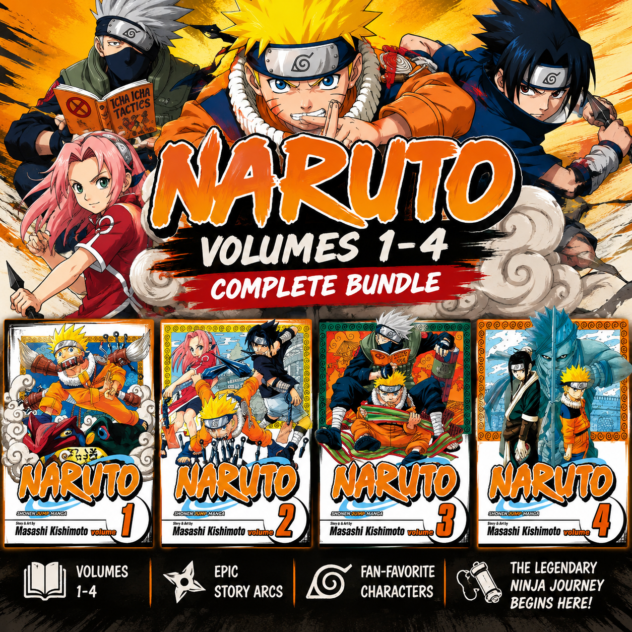 Naruto Manga Bundle (Volumes 1-4)