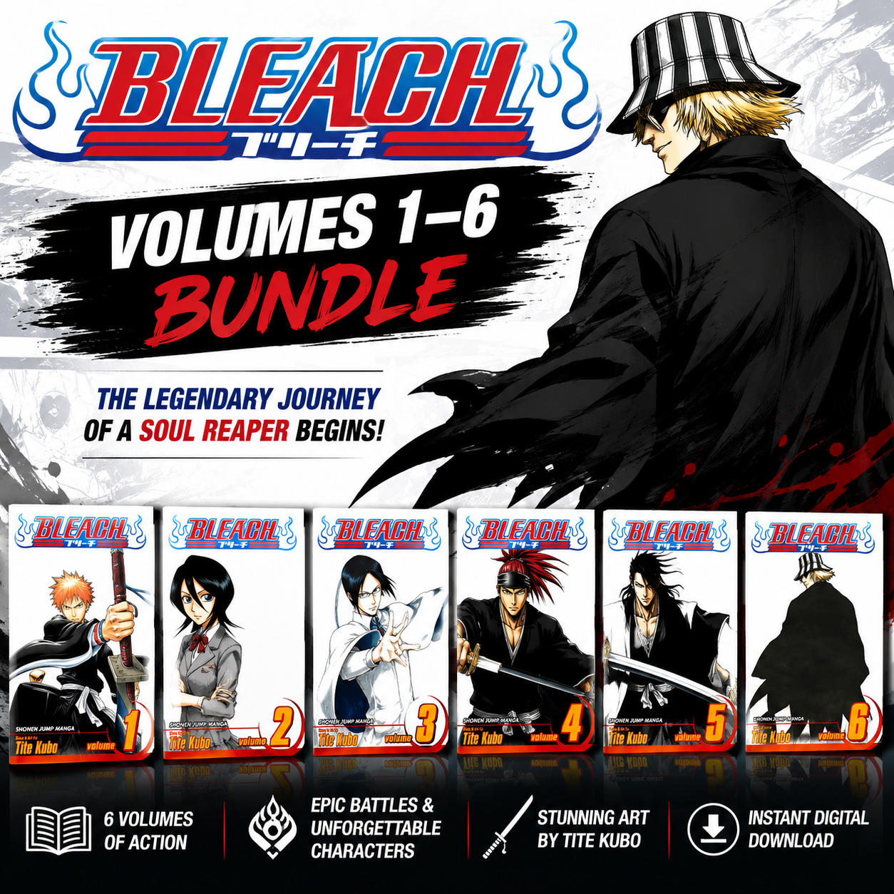 Bleach Manga Volumes 1-6 Bundle